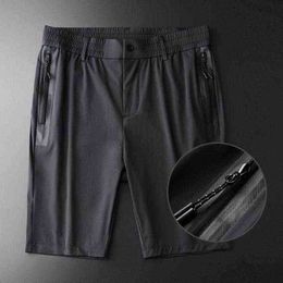 Minglu Summer Men Shorts Luxury Pressure Adhesive Pockets Design Mens Shorts Fashion Elastic Waist Knee Length Man Shorts 4XL H1210