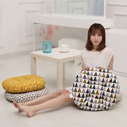 Linen Round Car Interior Heightened Office Chair Soft Butt Futon Round Home Bedroom Living Room Floor Cushion F8214 210420