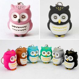 Cute Owl LED Eye Keychain with Sound Christmas Animal Key Ring Chain Holder for Children Creative Gifts Toys Mini Key Chain Gift G1019