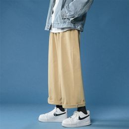 HYRSKR Korean Streetwear Men Wide Leg Pants Solid Colour Cotton Man Oversized Trousers Harajuku Male Casual Straight Pants 3XL 220311