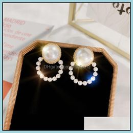 Stud Earrings Jewelry S1183 Fashion S925 Sier Post Vintage Faux Pearl Circle Drop Delivery 2021 Jekiw