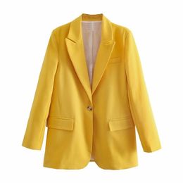 Toppies Woman Yellow Blazer Single Button Suit Jacket Summer Leisure Blazer New Fashion Clothes 210412