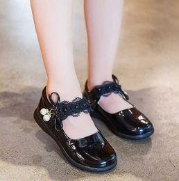 White Pink Kids Shoes Black Children Sandals Girls Wedding Party Dress Princess Leather For Teens Dance X0703