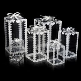 Clear PVC Box Party Plastic Packaging Present Flower Gift Box Birthday Baby Shower Favor Transparent Boxes