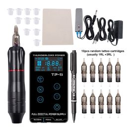complete artist kit Canada - Professional Tattoo Machine Kit Complete Pen LCD Touch Screen Power Cartridges for Beginners Artist 220111