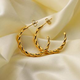 Hoop & Huggie 18K Gold Plated 316L Stainless Steel Big Croissant Earrings For Women Fashion Twisted Jewelry Accessories