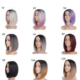 Fashion Short BOB Wigs Straight Omber Hair for Black Women Style Full Head 200g/Pack Good Quality Synthetic Fieber Real Thick Natural Colour /Brown /Blonde Wig 12inch