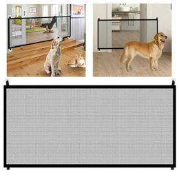 Kennels & Pens Magic Dog Gate Fences Portable Folding Breathable Mesh Pet Barrier Separation Guard Isolated Dogs Baby Home Safety Fence