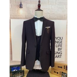 Men's Suits & Blazers Mens Suit Light Brown Skinny Fit Three Piece Set - High End- Slim Wedding Prom Business