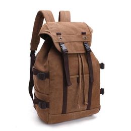 Mochila vintage lona para homens mochila de couro mochila laptop tote satchel escola militar exército ombro viagem caminhadas saco