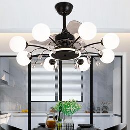 Modern Art Chandelier Ceiling Fan Without Blades Bedroom Lamp Fans With Lights Decorative Led Lamps