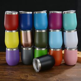 12oz car cup Stainless Steel Tumblers Coffee Cup Beer Cups With Seal Lid Wine Glass Drinkware SEA SHIPPING 100pcs 16color T2I51986