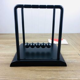 All Black Tonne Pendulum Physical Model ton's Cradle Office Desk Decoration Accessories Study Toys Gift For Children 210804