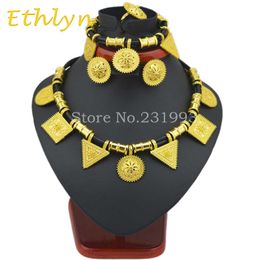 Ethlyn Cute and New Ethiopian Jewellery Gold Colour rope sets for African /Ethiopia /Eritrean Women wedding Jewellery sets S25 H1022