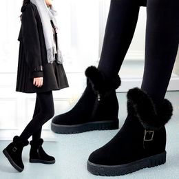 Boots Snow Women's Winter 2021 Korean Version Plus Velvet Comfort Warmth Fashion Increased Side Zipper Cotton Shoes