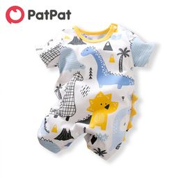 Arrival In Stock Summer and Spring Baby Dinosaur Print Bodysuit One Pieces baby Clothes 210528