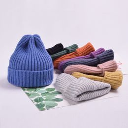Solid Colour Stripe Knitted Hat Women Men Casual Beanie Cap Cotton Women's Winter Hats Warmer Bonnet