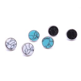 Stainless steel studs Silver imitated White Turquoise kallaite Resin stone Stud Geometric Earrings Jewellery For Women