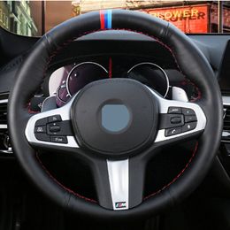 Car Steering Wheel Cover For BMW M Sport G20 G21 G30 G31 X3 G32 G01 X4 G14 G15 G16 G02 X5 G05 DIY Black Artificial Leather