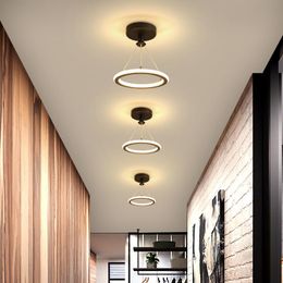 Round Chandelier Light Fixture LED Pendant Lamp For Aisle Corridor Entrance Cloakroom Decor Gold Black L20CM AC220V Lamps