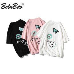 BOLUBAO Man Flower Japanese White Tshirts Print Summer Tops Tee Casual Short Sleeve O-Neck Tshirt 210518