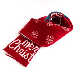 Xmas Gift Cartoon Elk White Red Double-sided Pattern Scarf Knitted Warm Fashionable All-match Scarves Daily Life Merry Christmas Letter 190*35CM