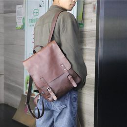 Backpack Men Leather Vintage For Teenager Laptop PC Portable Bags Designer Boys Travel Thin School Luxury Mochila
