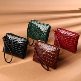 Fashion Pu Leather Mini Wallet Women Retor Small Coin Money Card Holder Purse Bags Solid Colour Tote Clutch Zipper Bag Girl Gift