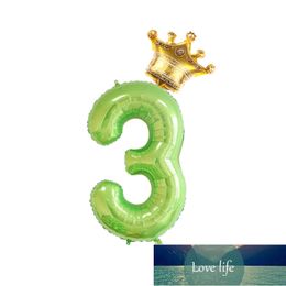 2pcs Gold Crown 40inch Green Purple Number Foil Balloon 1 2 3 4 5 Years Old Boy Girl Birthday Party Decoration Ballons Kids Toys