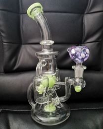 Double Recycler Oil Rigs Dab Rig with Propeller Perc Unique Bongs Water Pipe Windmill Perc Quartz Banger With Converter Or Bowl zeusart shop