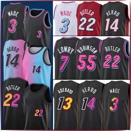 Dwayne Dwyane 3 Wade Basketball Jerseys Herro 22 Jimmy 14 Tyler Butler Kyle 7 Lowry Bam 13 Adebayo Jersey