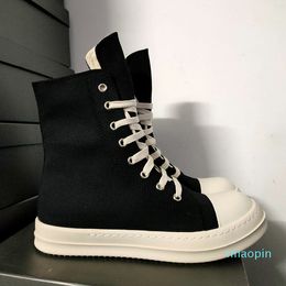 rick black NZ - Dress Shoes Rick Black Thick Bottom Increase Dark Owens Mens Canvas Casual Short Boots Female Board Retro Dissol shoe