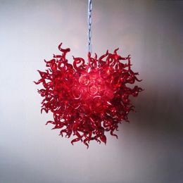 Pendant Lamps Red Glass Chandelier Lights LED Bulbs 32 Inches American Simple Modern Living Room Ceiling Light Hanging Fixture Hanglamp