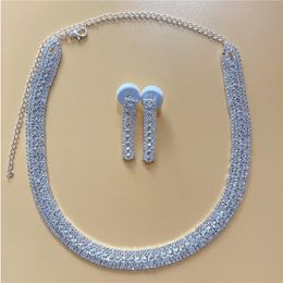 Earrings & Necklace 2021 Fashion Luxury Rhinestone Bridal Wedding Set Prom Party Crystal Woman Beauty Pageant Jewelry
