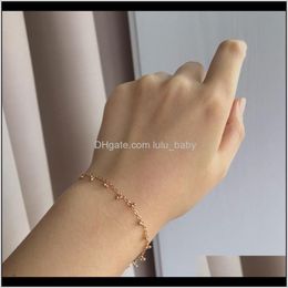 Anklets Jewelry Drop Delivery 2021 Singji Handmade Small Beads Beautiful Bracelet Korea 14K Real Gold Plated Girls Hand Chain Nvzjb