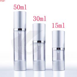 Aluminum airless bottle pump for cosmetic container,30cc empty travel container ,clear eye cream containergoods