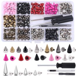 Handmade Punk Buttons Rivets Set Cone Studs Spikes for Clothes Screwback DIY Craft Cool Punk Garment Rivets For Leather Craft