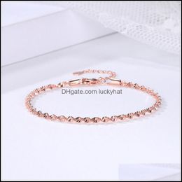 Link Bracelets Jewelrylink Chain Gold Bracelet For Women Simple Smooth Exquisite Trendy Spiral Wave Twisted Grain Female Fashion Jewelry G