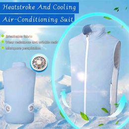 Summer Fan Cooling Vest Men Women Air Conditioning Cool Coat Outdoor Sun Protection Jacket USB Charing Smart Clothing 210923