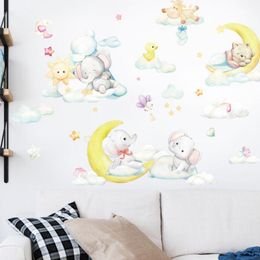 Wall Stickers Moon Baby Elephant Good Night Bear Children's Room Entrance Cabinet Wardrobe Classroom Bedside Decoration