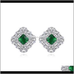 cubic zircon jewellery UK - Jewelry Drop Delivery 2021 Stud Earrings For Women Girls Green Stone Cubic Zircon Crystal Fashion Jewellery Dating Party Christmas Gift Brinc