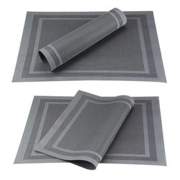 Grey Black PVC Placemats For Table Dining Cup Coaster Plastic Washable Heat-resistant Tableware Kitchen Tool Mats Coffee Brown 210706