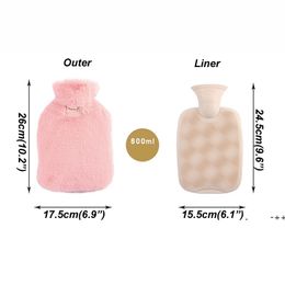 Cute Plush Hot Water Bottle Bag 800ML Large Capacity PVC Water Injection Hot-water Bag Portable Water Storage Bottle Hand Warmer RRE10705
