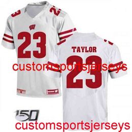 Stitched Men's Women Youth Wisconsin Badgers #23 Jonathan Taylor White NCAA Jersey 150th Custom any name number XS-5XL 6XL