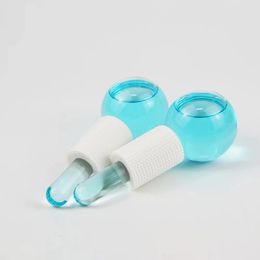 2PC Light Blue Magic Cool Roller Balls Facial Ice Globes Massage Tools SPA Cooling Globe for Face Eyes Neck Beauty Skin Care Puffiness Wrinkles