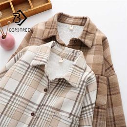 Thick Velvet Plaid Shirts Women Winter Keep Warm Blouses and Tops Casual Slim Jacket Female Clothes Outwear C17001X 211014