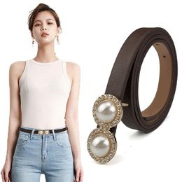 Belts Fashion Pearl Buckle Belt Female Corset Thin Waist Strap Korean Style Ladies Small With Dress Skirt Jeans Waistband