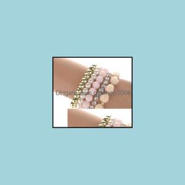 Jewelrytrendy Stretch Rope Bracelet Set Mti Layer Rose Charm Beading Korean Style Elastic Bangle Bracelets Drop Delivery 2021 Qxavm