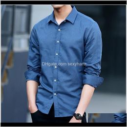 Tshirts Tees S Clothing Apparel Drop Delivery 2021 Mrmt Brand Spring Mens Cotton And Linen Shirts For Male Fashion Long Sleeves Pure Color To