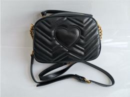 designer Marmont shoulder bags women chain crossbody bag fashion 27CM Black leather handbags female purse 1733#y-790u